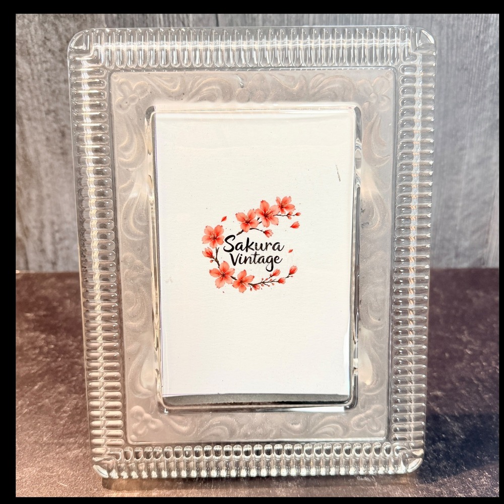 Vintage Picture‎ Frame 90s Lead Crystal Clear 4 X 6" Tabletop Portrait Glass